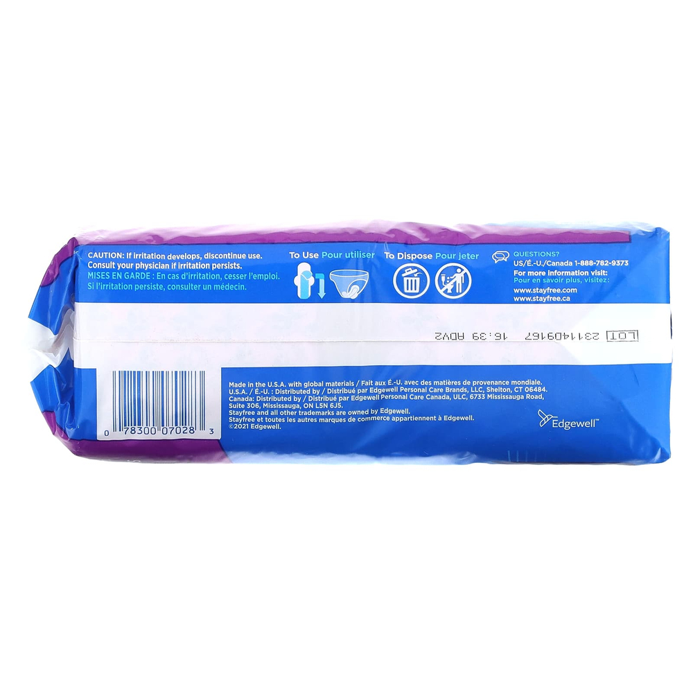 Stayfree, Classic, сверхдлинные подушечки, без отдушек, 22 шт.