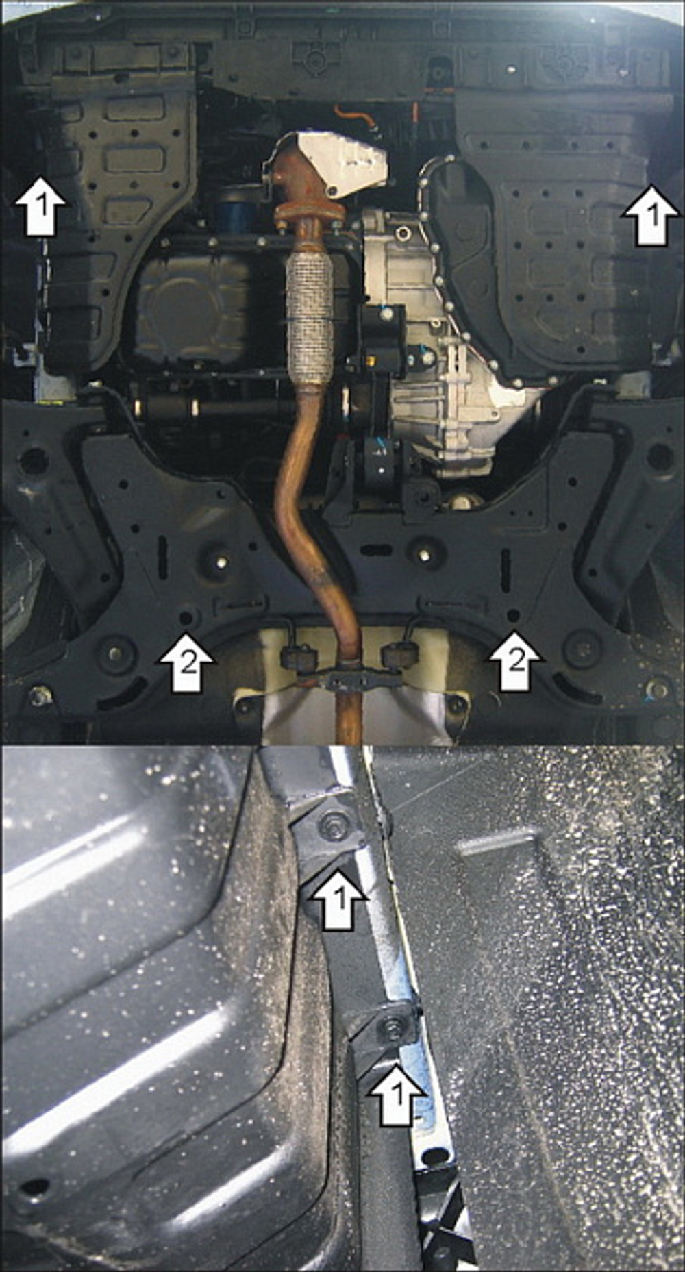 Защита картера Двигателя, КПП. 2 мм, Сталь. для KIA Picanto 2004-2011 MOTODOR.01026