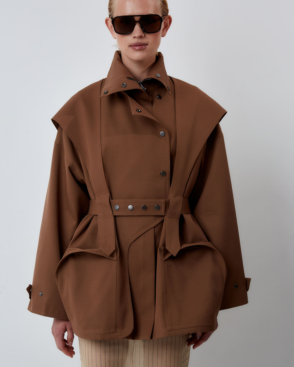 Тренч на молнии из хлопка Стелла Маккартни корица