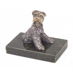 Статуэтка с фигуркой собаки "Ризеншнауцер" бронза змеевик G 118765