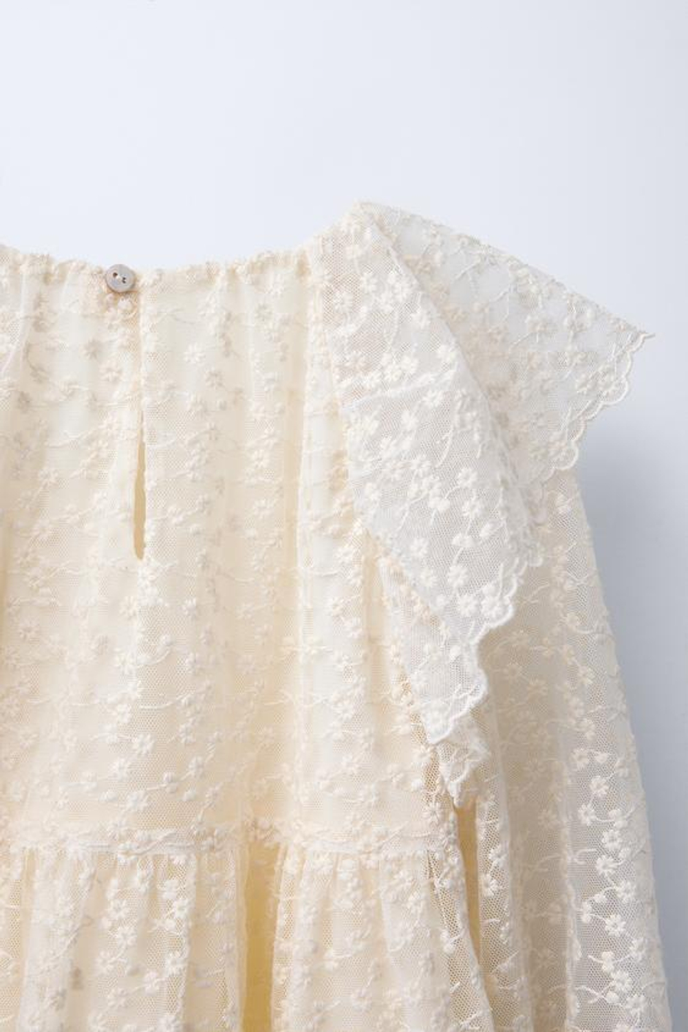 ZARA ПЛАТЬЕ С ЦВЕТОЧНЫМ ПРИНТОМ И ВЫШИВКОЙ, ЭКРЮ