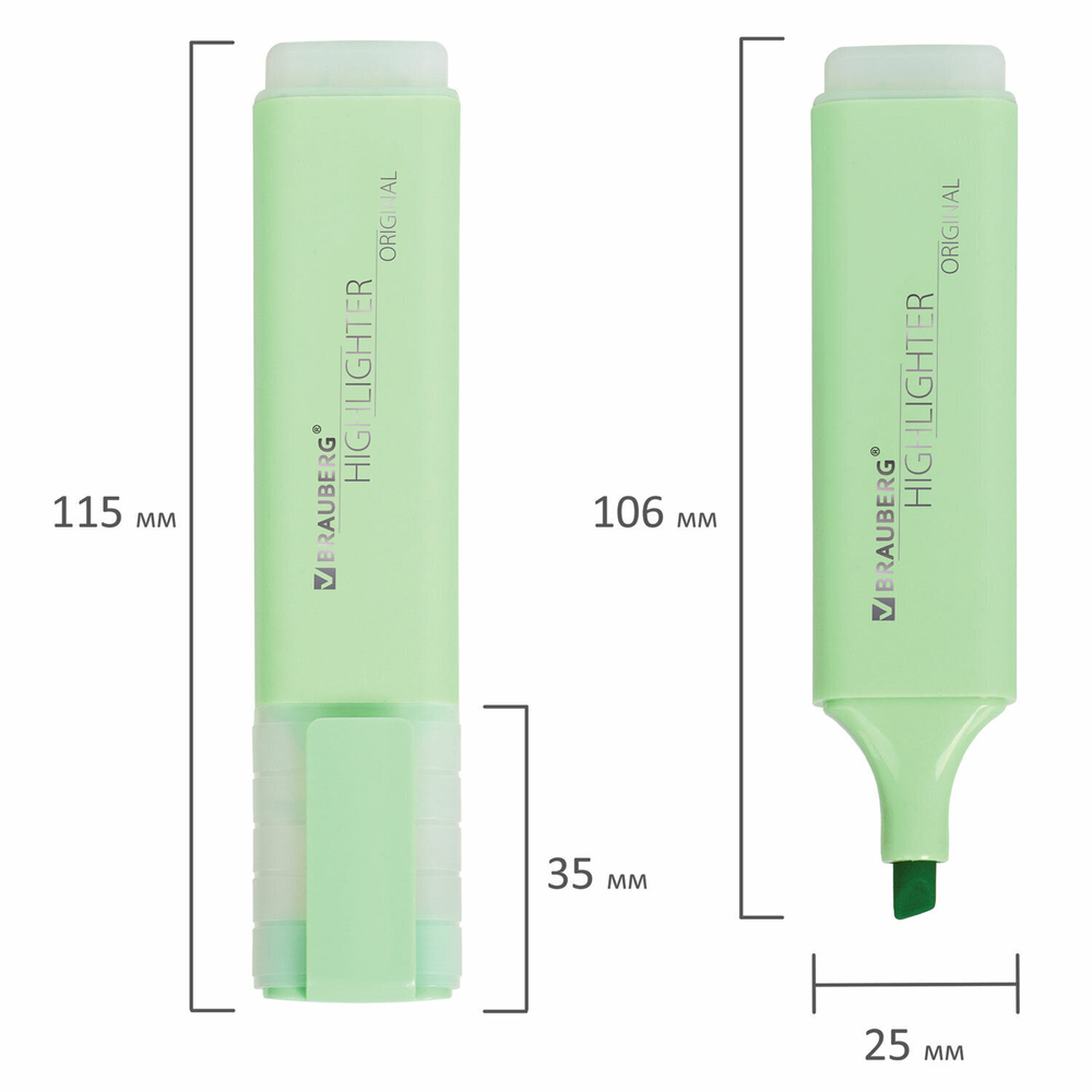 Текстовыделитель BRAUBERG "ORIGINAL PASTEL" МЯТА линия 1-5 мм (24 штуки в упаковке)