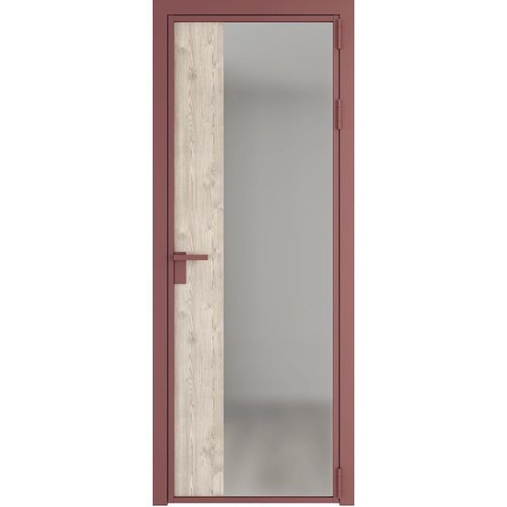 Алюминиевая дверь 7AG красный антрацит остеклённая со вставкой