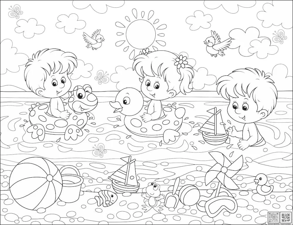 Цифровое панно ID Wall Раскраска "Дети играют в реке"