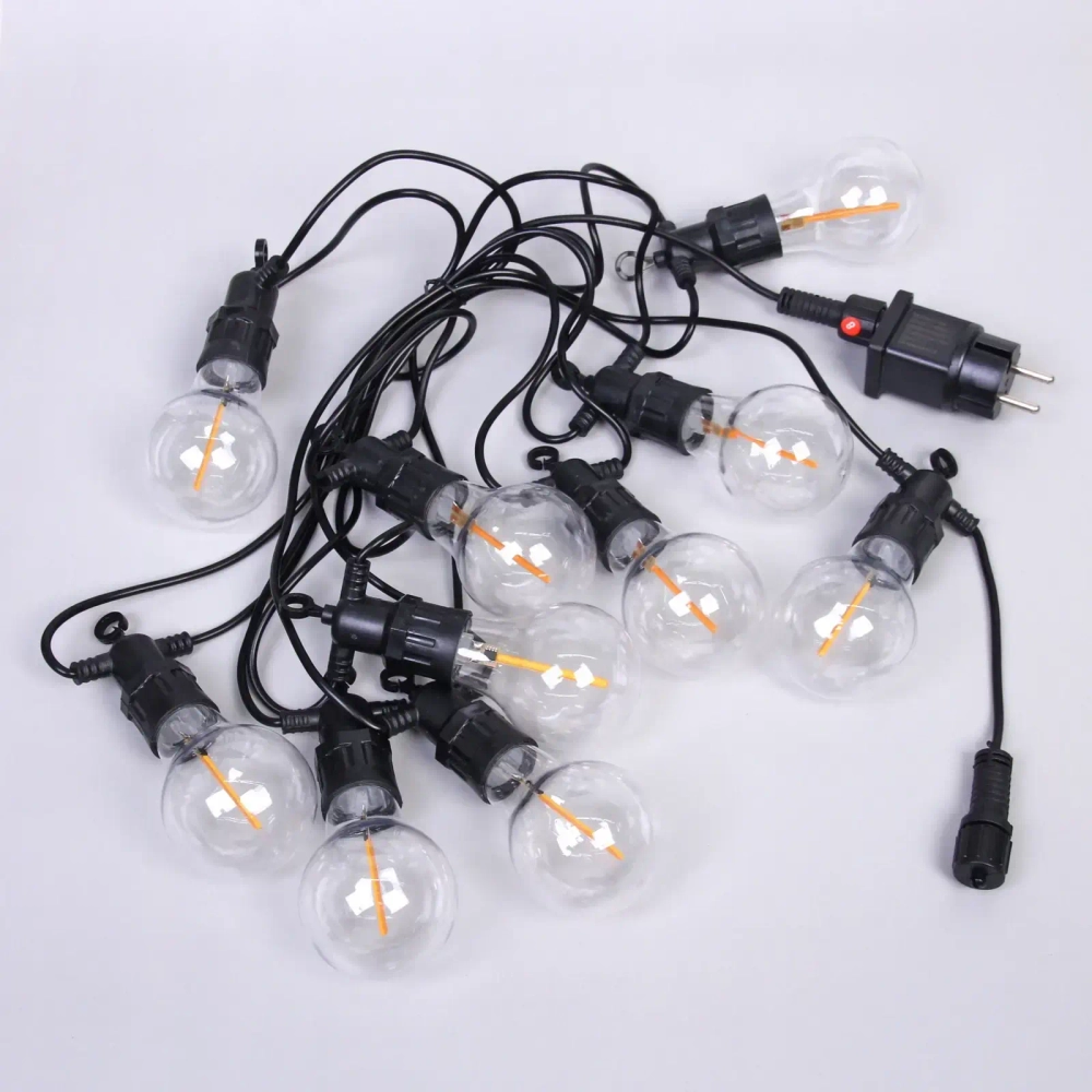 Гирлянда для улицы НИТЬ «Бегущие огни» 5м 10 ламп LED (6*7 см), черный провод, авторежим-водопад,IP-65, Теплый белый (возможность соединения)