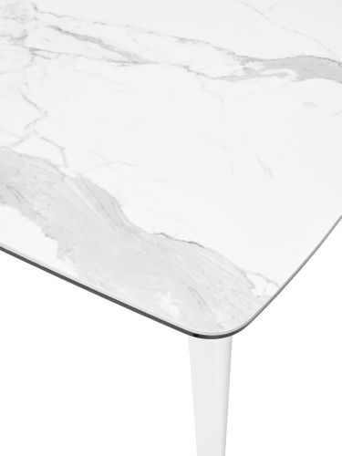Стол ELIOT 120 HIGH GLOSS STATUARIO Белый мрамор глянцевый, керамика/ белый каркас