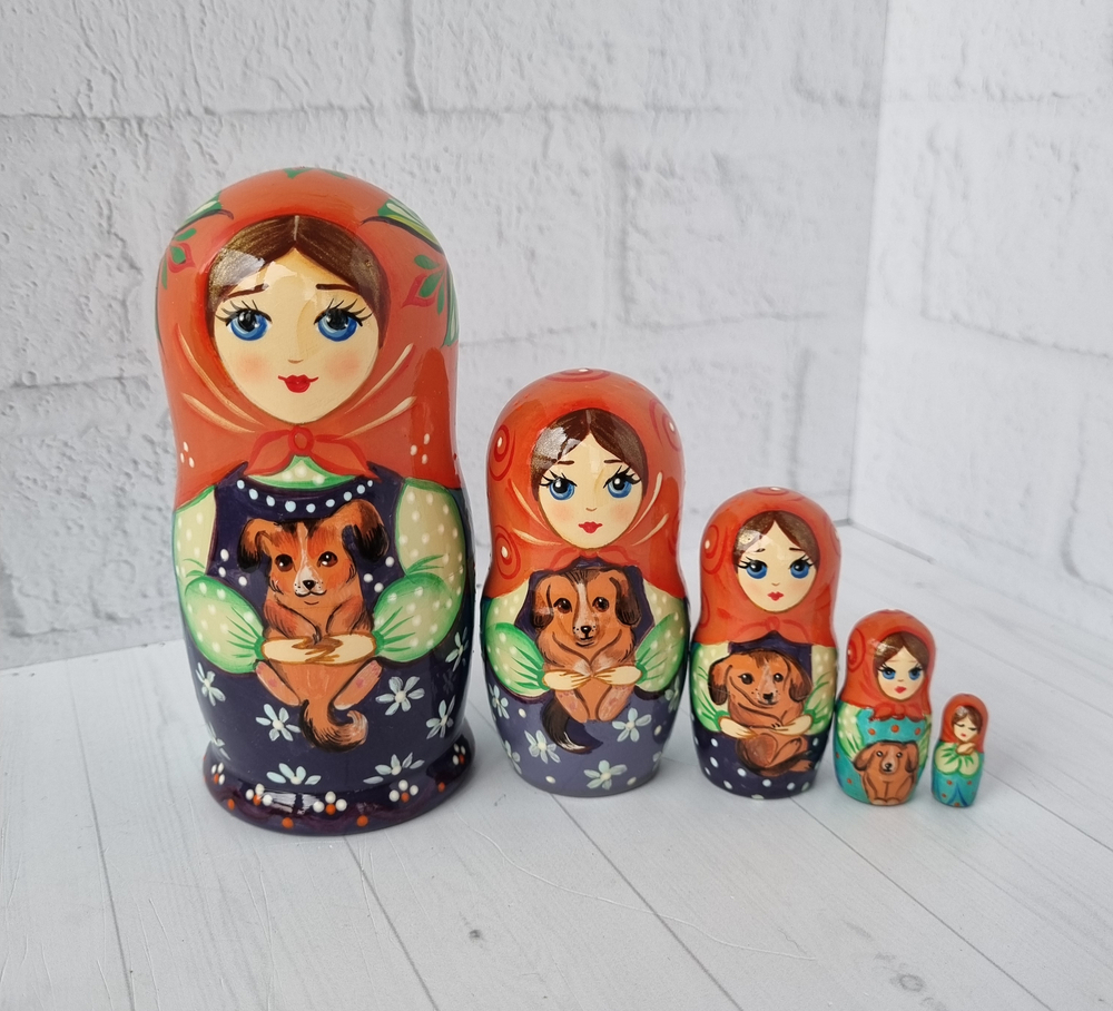 Матрёшка с собачкой 10см 5мест