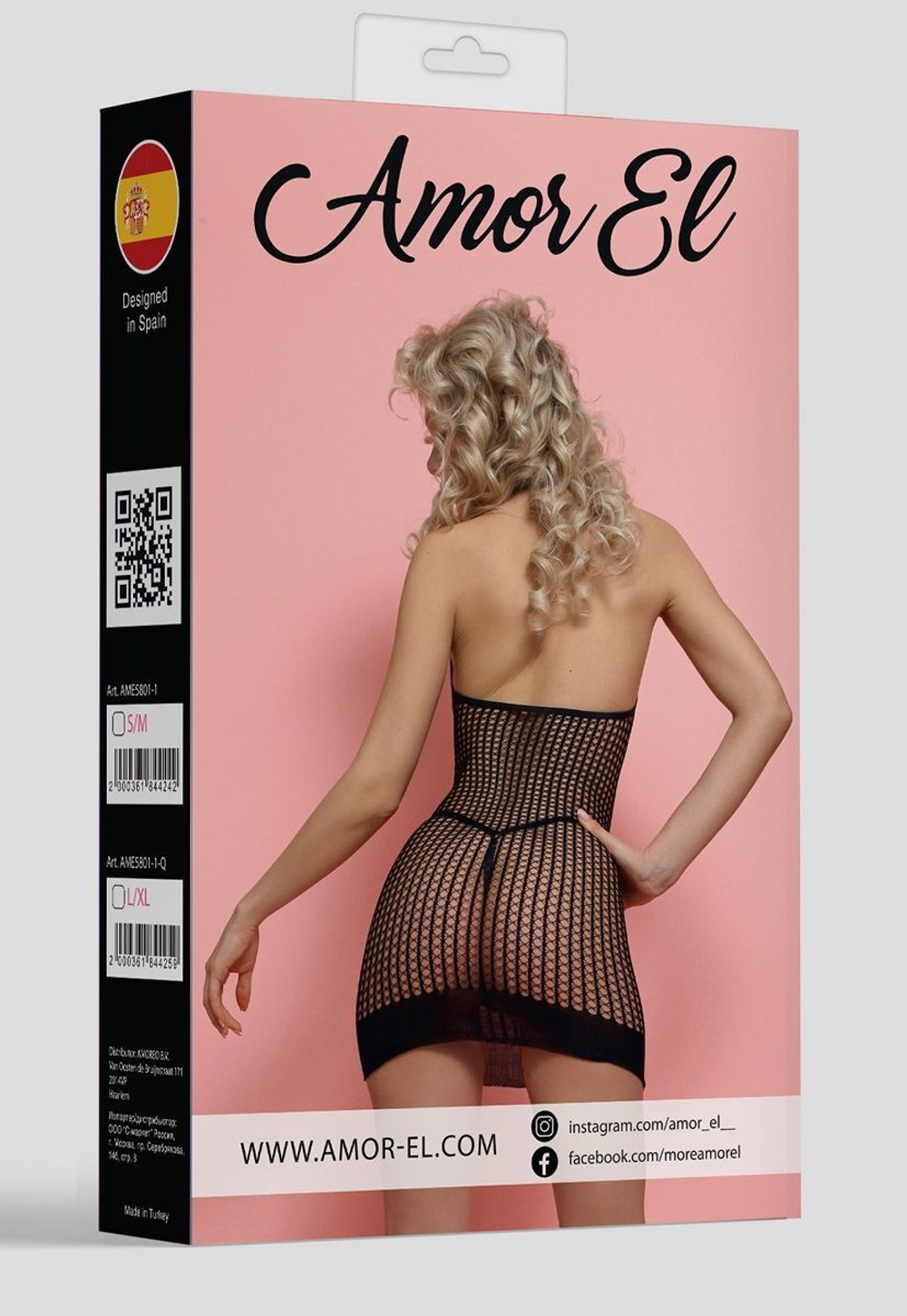 Мини-платье в мелкую тройную сетку (Размер: S-M-L) (Цвет: черный)