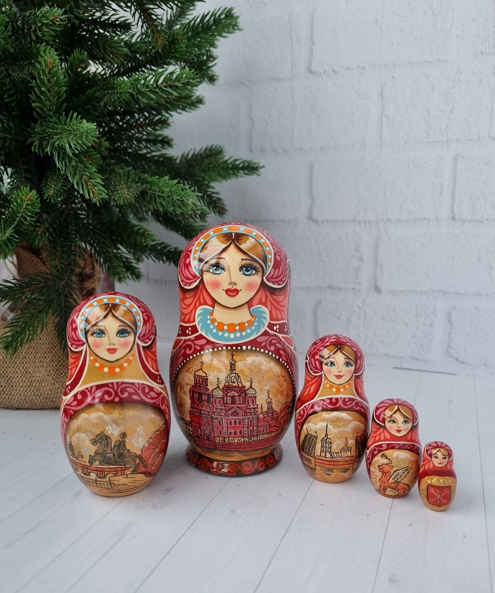 Матрешка Виды города 12см 5 мест