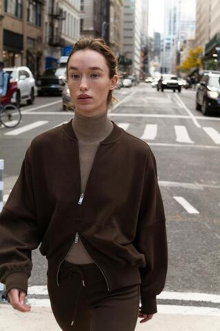 ZARA БОМБЕР INTERLOCK, КОРИЧНЕВЫЙ