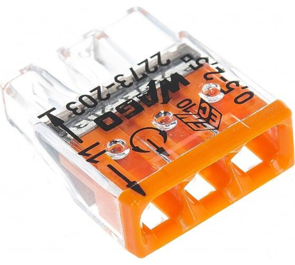 Клемма СМК 222-421R проход разъем 1 полюс серая  0,2-2,5/4мм2 (5шт)