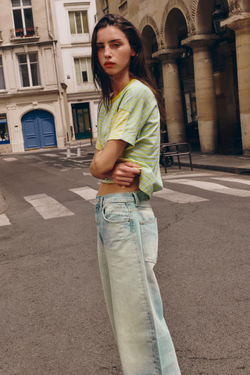ZARA ДЖИНСЫ TRF EXTRA WIDE-LEG С ВЫСОКОЙ ПОСАДКОЙ, ГОЛУБОЙ