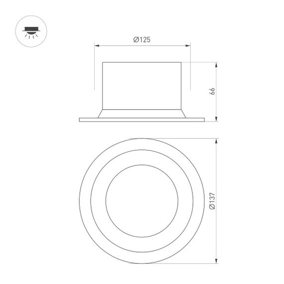 Встраиваемый светодиодный светильник Arlight MS-Drop-Built-R137-24W Warm3000 041463