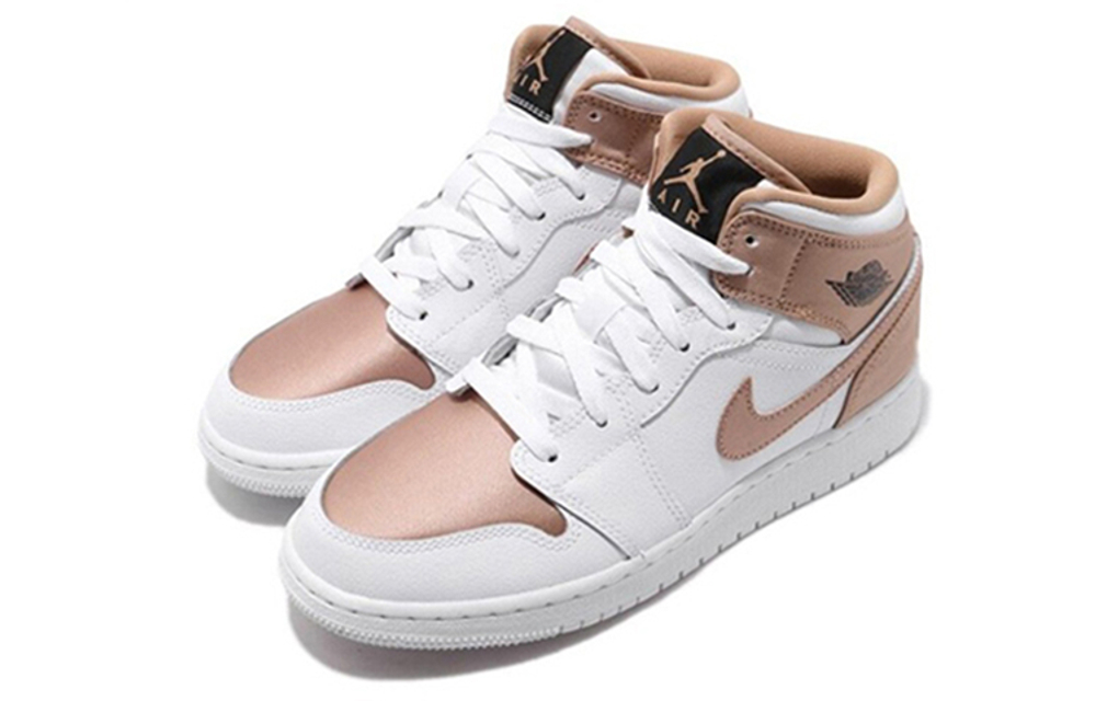 Jordan 1 Mid White Rose Gold GS
