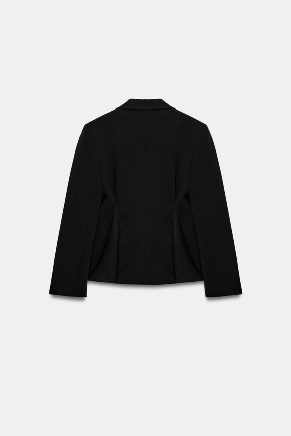 ZARA БЛЕЙЗЕР ИЗ РЕЛЬЕФНОЙ ТКАНИ С БАСКОЙ — ZW COLLECTION, ЧЕРНЫЙ