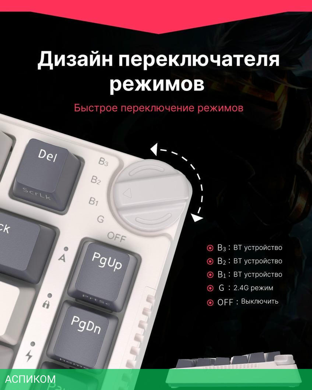 Клавиатура Royal Kludge RK-H81 Brown switch/White Night