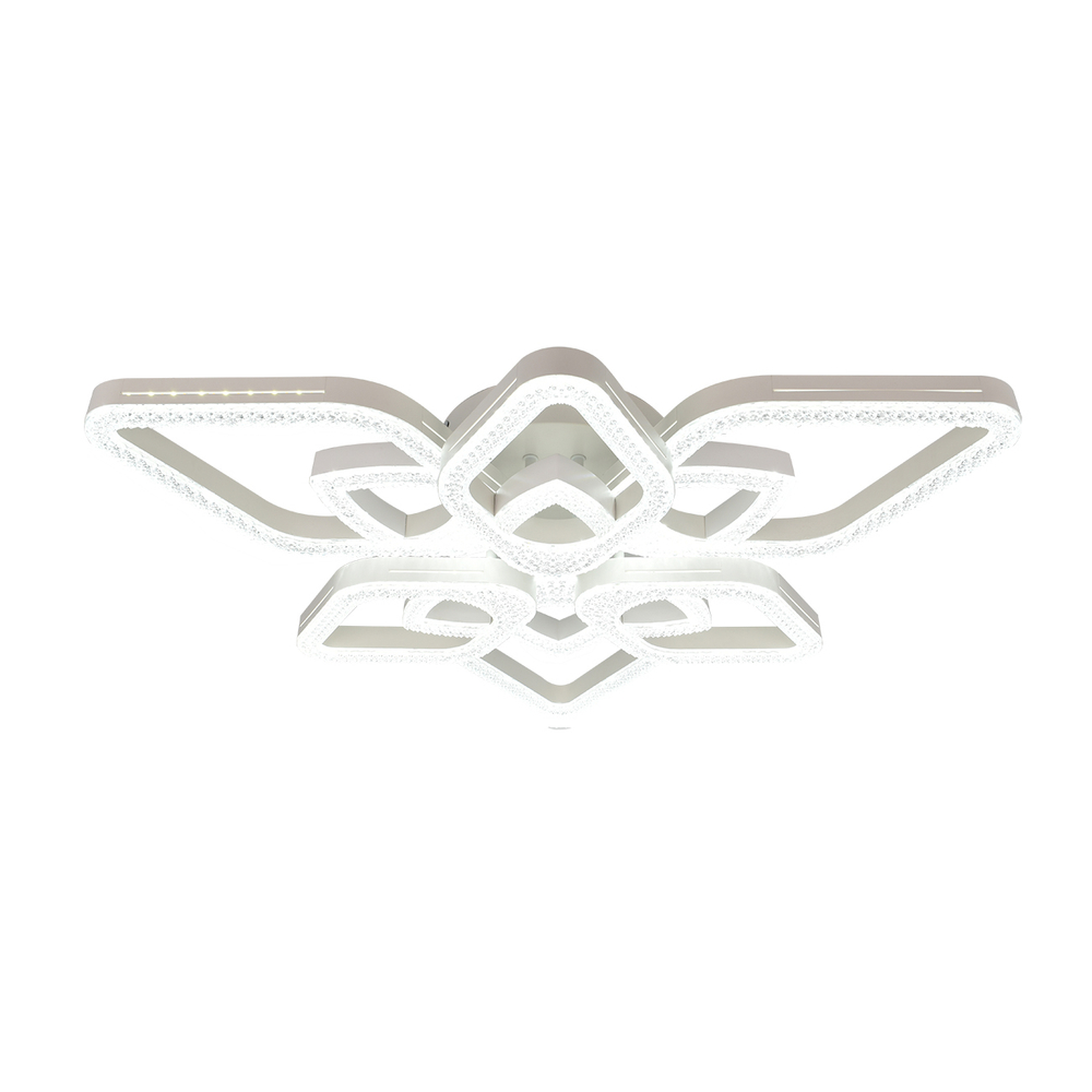 Потолочный светодиодный светильник 113Вт, 7708лм, 3000-6000K, Ra>80, плавная регулировка мощности, изменение цветовой температуры, пульт, металл/акрил, белый