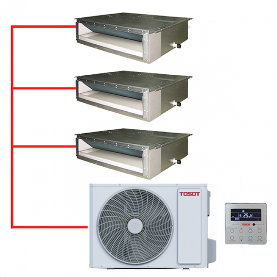 Мульти сплит-система TOSOT канальная на 3 комнаты (20+30+30 кв.м.)
