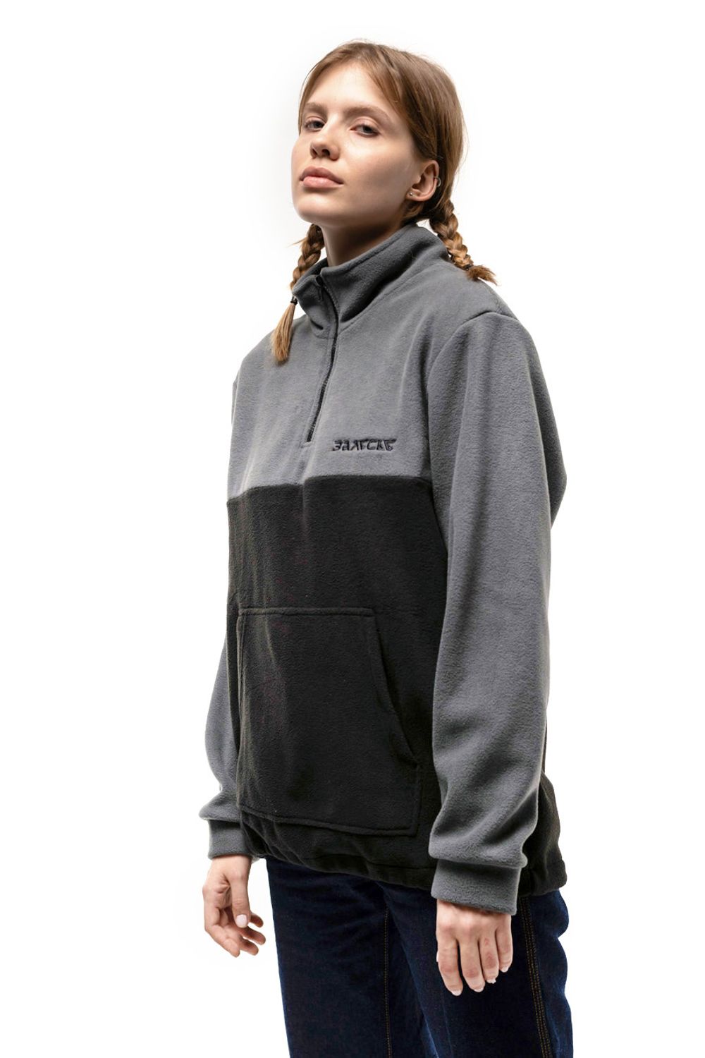 Толстовка Асфальт Флис "ЗАЛЕСЬЕ - Мох" Черный/Серый