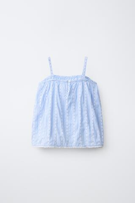 ZARA ПИЖАМА В ПОЛОСКУ С СЕРДЕЧКАМИ, ГОЛУБОЙ