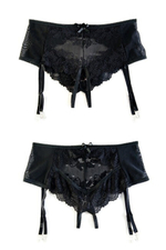 Черные контактные пояс-трусики ML (46-48) (Цвет: черный)