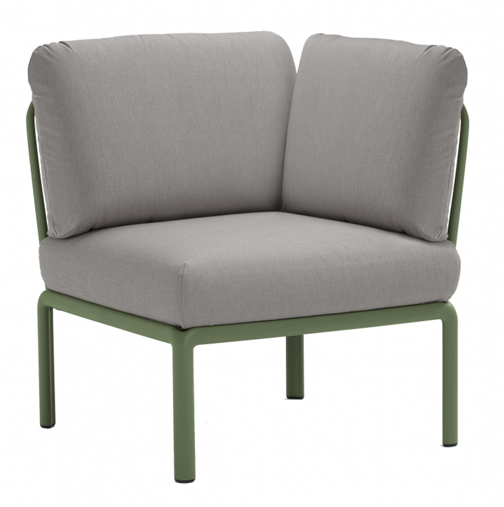 Модуль угловой пластиковый с подушками Nardi Komodo Elemento Angolo, агава, серый