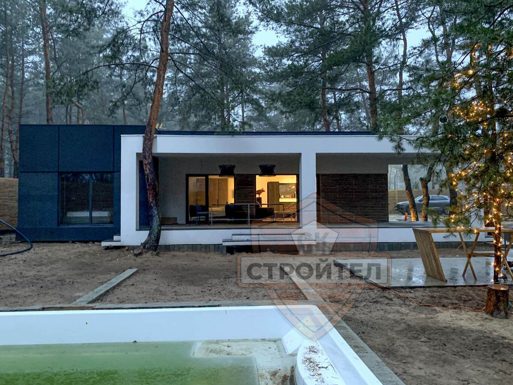 Строительство дома в стиле хай-тек 123 кв.м