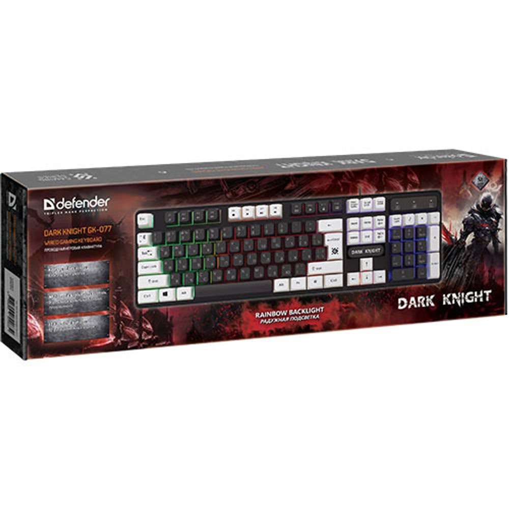 Игровая клавиатура Defender Dark Knight GK-077, USB, белый + черный