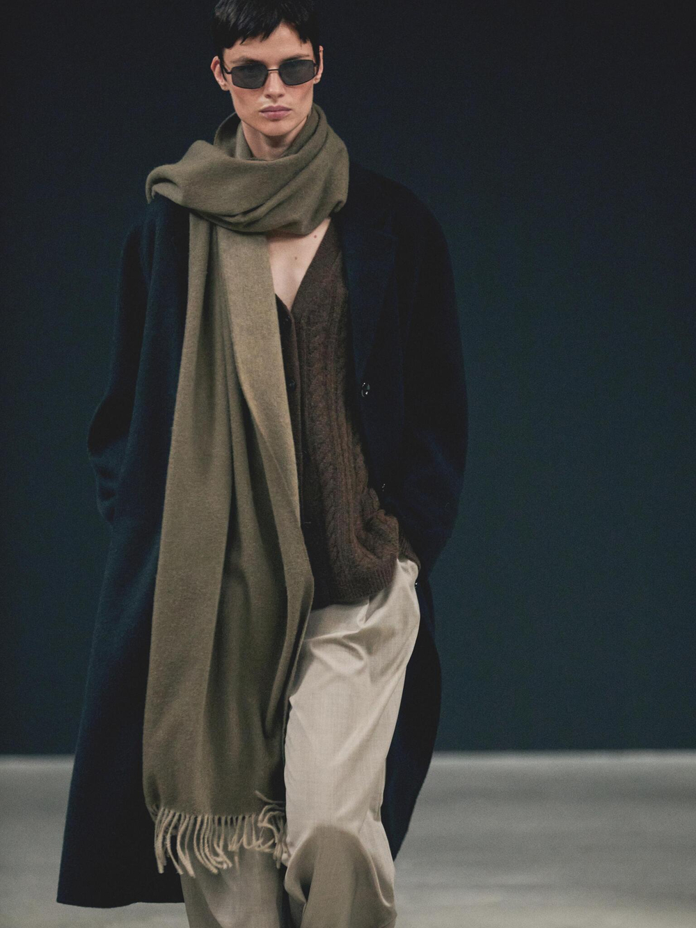 Massimo Dutti Кардиган из смесовой шерсти, шоколадно-коричневый