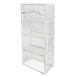 UGH-R02 H105 WHITE-WHITE ECONOM Парник-стеллаж для рассады. 4 полки. 46x24x105см. Металлическая труба в ПВХ. цвет белый. Тент ПВХ эконом. TM ФитоЛето