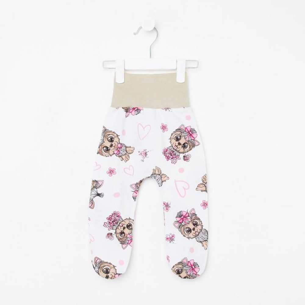 Ползунки детские, цвет белый/собачки, рост 74 см (Детская линия)