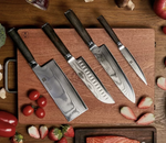Набор ножей из дамасской стали Xiaomi Huo Hou Damascus Knife Set Yu Series (HU0297), дерево