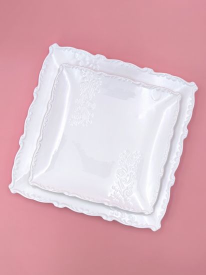 Тарелка десертная 21 см. квадратная, набор 4 шт. "Орнамент"