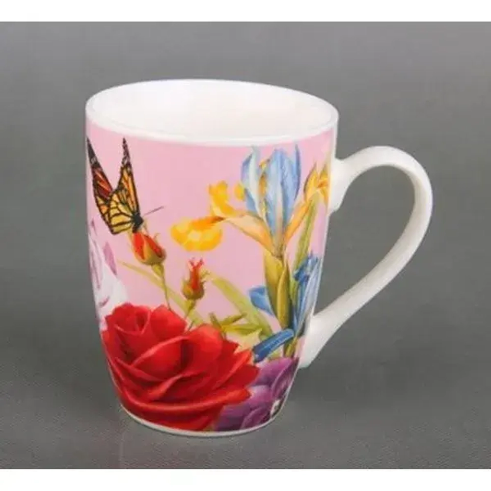 Кружка бочка 340 мл алая роза