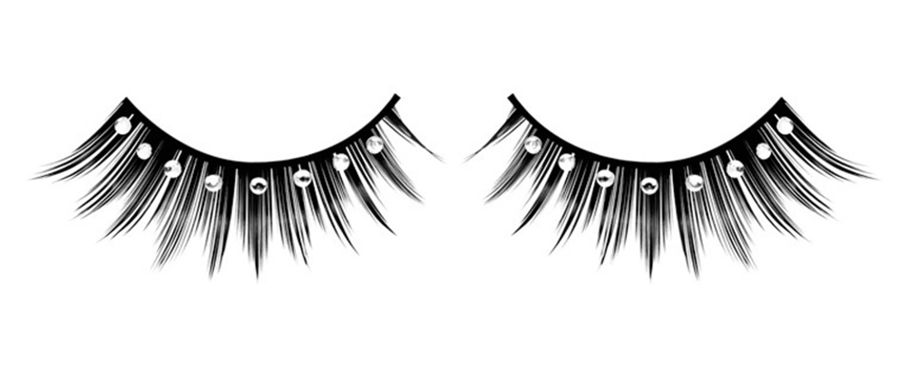 Чёрные ресницы со сверкающими стразами (Цвет: черный с белым)