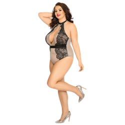 Прозрачное боди с вырезом Plus size