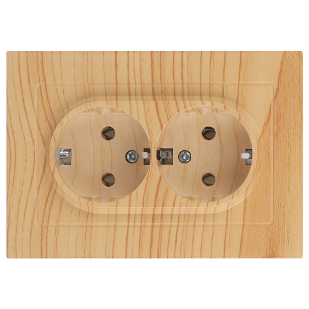 Розетка Intro Accent 6-205-11 2X2P+E Schuko, 16А-250В, IP20, СУ, AL/CU, сосна | Intro