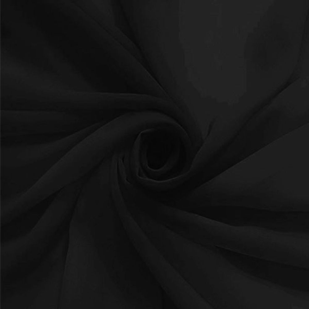 Ткань Шифон, 80 гр/м2, 150 см, чёрный