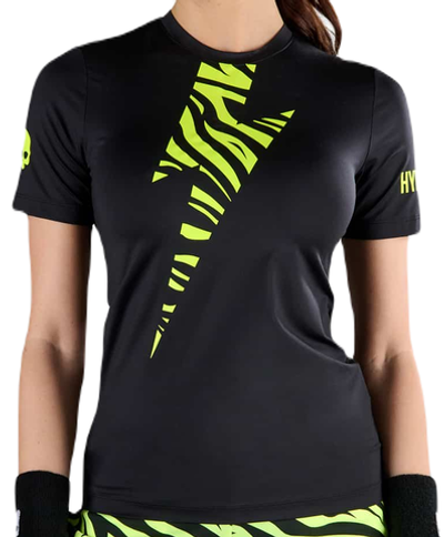 Женская теннисная футболка Hydrogen Tiger Tech T-Shirt - black/yellow fluo