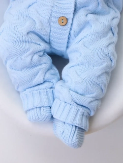 Комплект вязаный новорожденному: комбинезон+шапка+пинетки