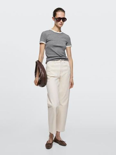 Massimo Dutti Джинсы прямого кроя со средней посадкой, кремовый