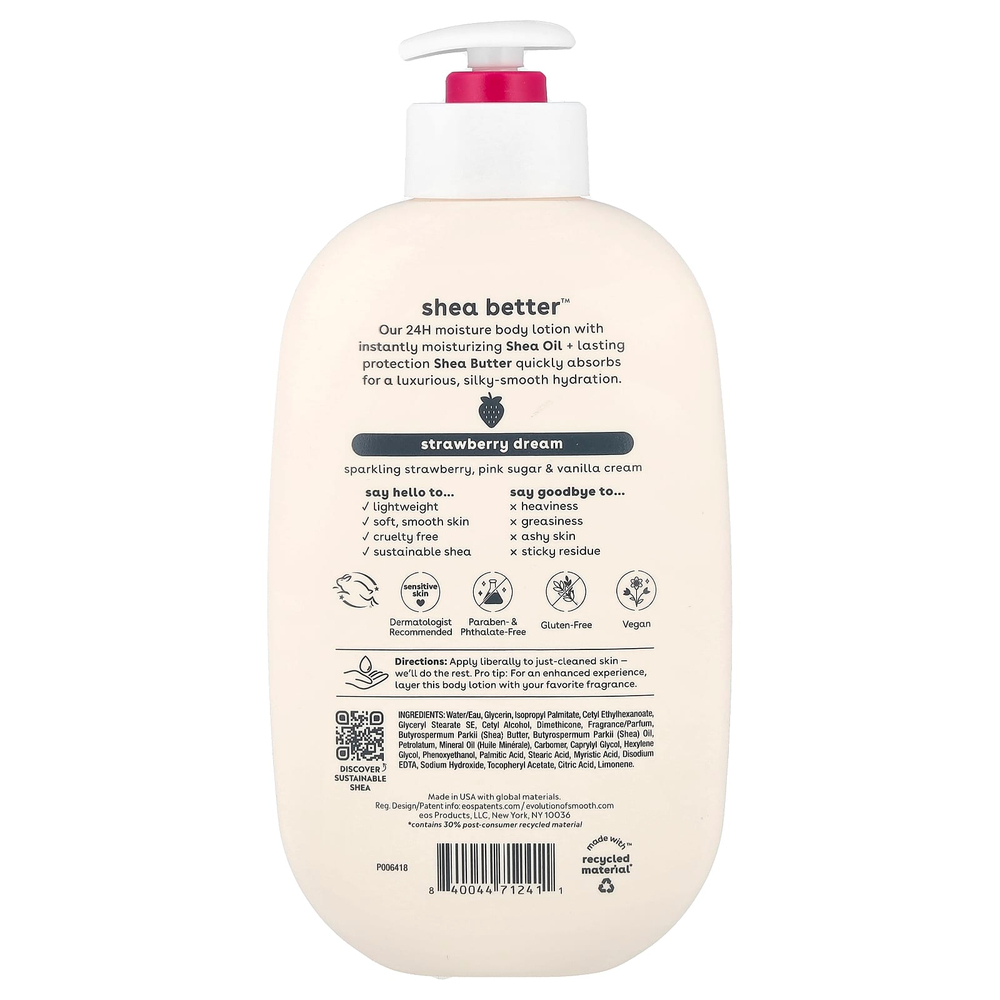 EOS, Shea Better™, 24H увлажняющий лосьон для тела, клубника, 473 мл (16 жидк. унций)