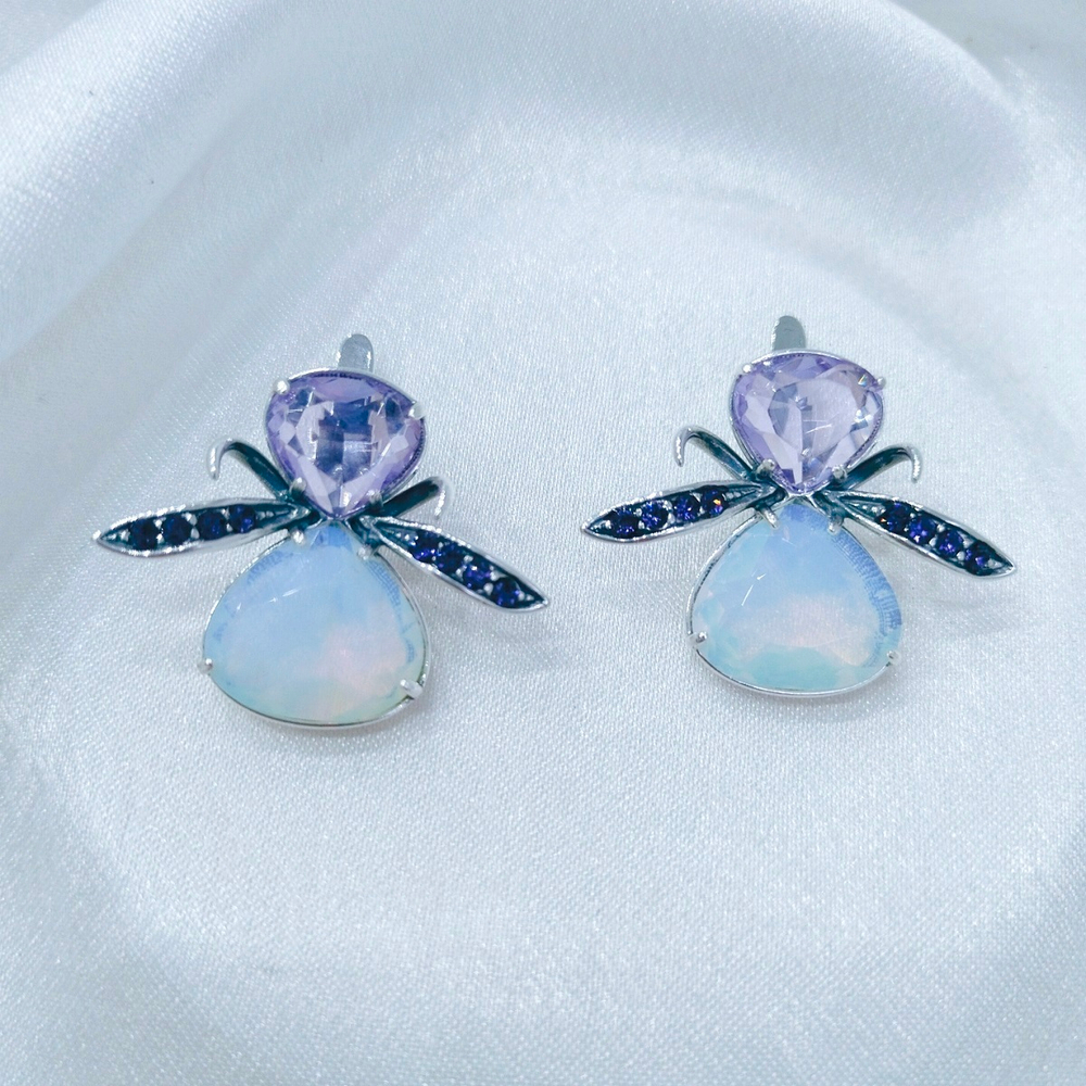 "Диса" серьги серебряном покрытии из коллекции "Королева ночи" от Jenavi с английским замком