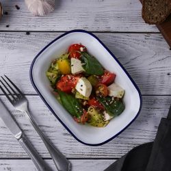 Блюдо для подачи 19,5*14 см h4,5 см 520 мл Blue Rim эмалированая сталь SUNNEX [1]