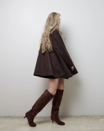 Пальто с асимметричным низом из шерсти и кашемира Диор темный шоколад