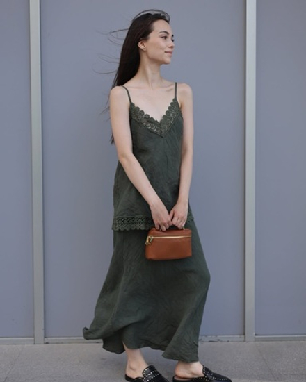 комплект изо льна: топ и юбка