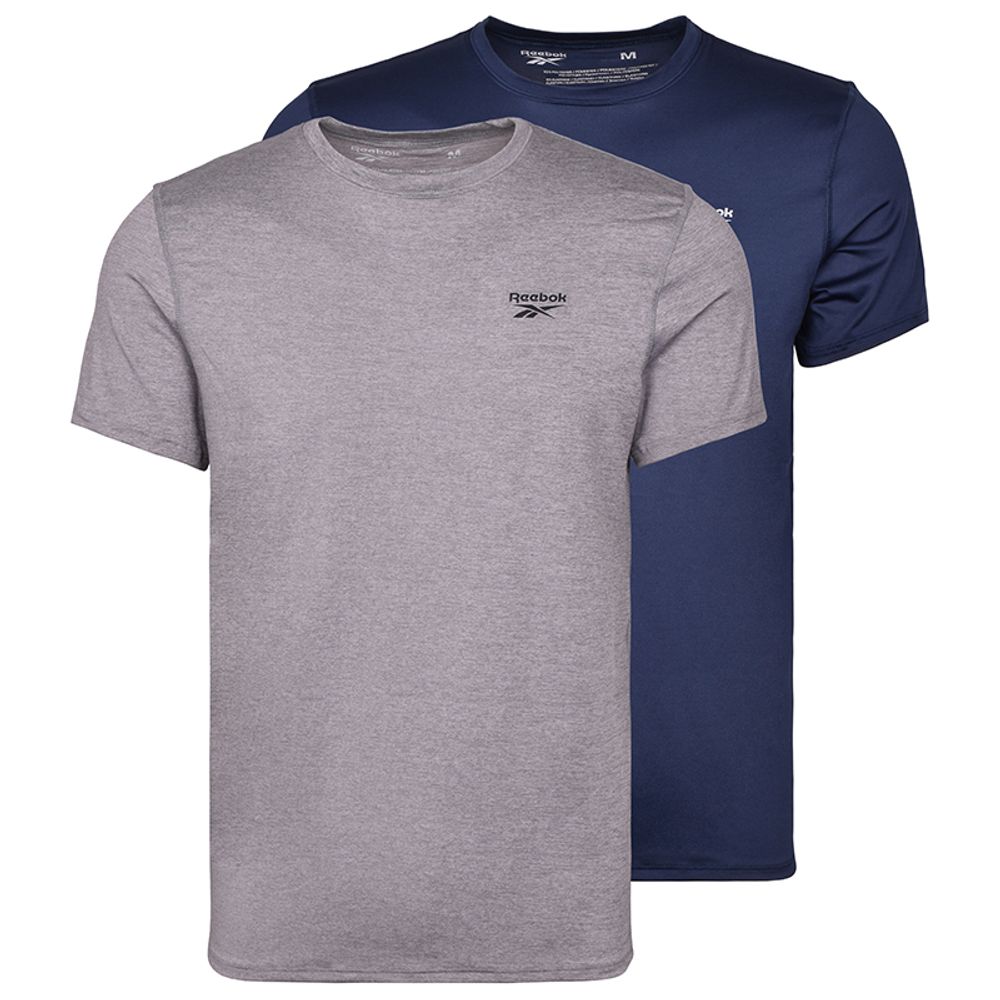 Футболка мужская теннисная Reebok Sports Mens T-Shirt Simon 2PK - grey marl/vector navy