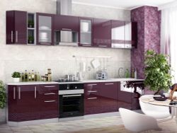 Модульный кухонный гарнитур «Капля» 3300 (баклажан), ЛДСП, ДСВ Мебель