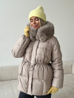 Пуховик Fresh миди с кулиской бежевый