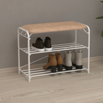 Подставка для обуви 2-х полочная 60 "Альфа 23" с сиденьем белый